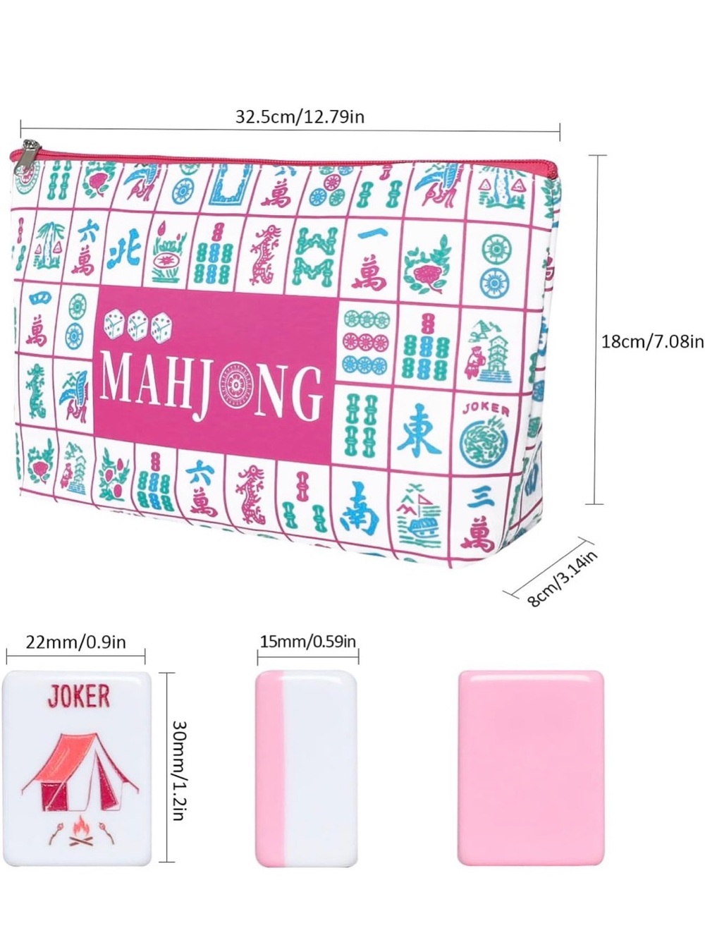 American Mahjong Tile Set - White Tiles with Multicolor Travel theme - Picture 7 of 9